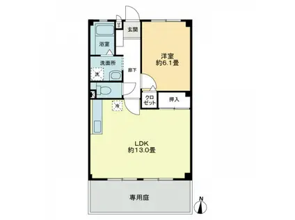 フォブール竹内(1LDK/1階)の間取り写真
