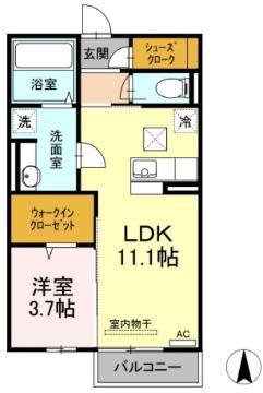 アジャート手城(1LDK/1階)の間取り写真