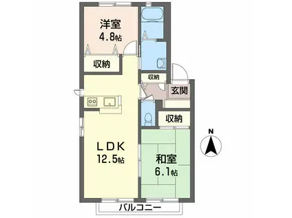エクセルメゾン G棟(2LDK/1階)の間取り写真