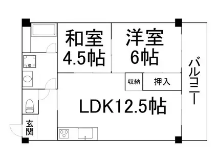グランドール天王寺(2LDK/6階)の間取り写真