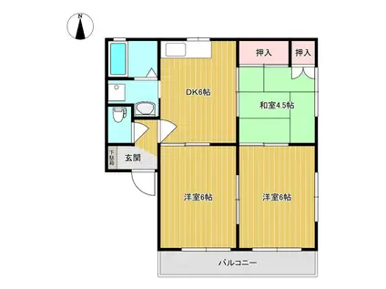 ウインディーI(3DK/2階)の間取り写真