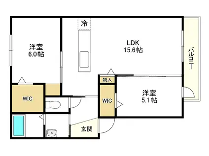 LUNARIA(2LDK/3階)の間取り写真