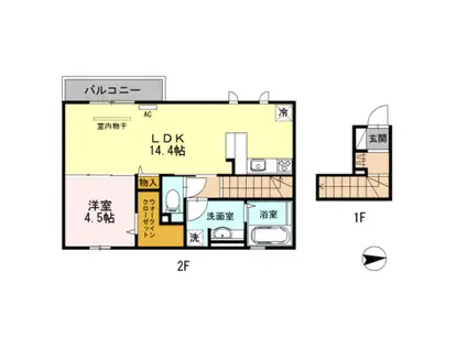 パルビレッジ(1LDK/2階)の間取り写真
