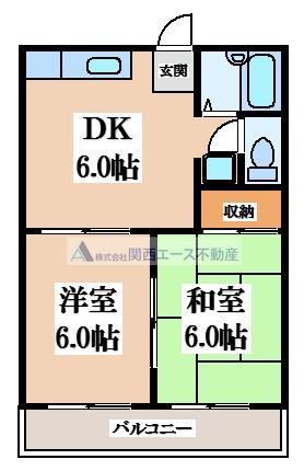 ラ・メゾン客坊町(2DK/2階)の間取り写真