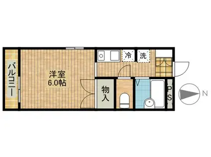 アーバンライフ新城(1K/2階)の間取り写真