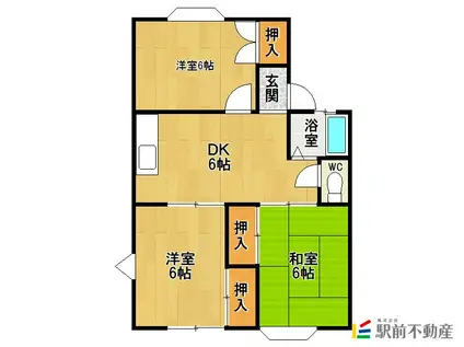 ファミール佐賀(3DK/1階)の間取り写真