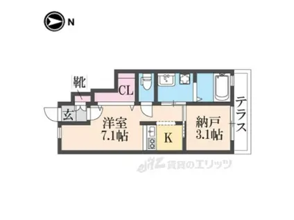 ONLY ONE 宝塚山本1(ワンルーム/1階)の間取り写真