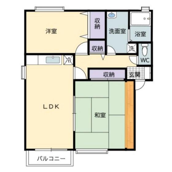 シャルマンサンノコリB(2LDK/1階)の間取り写真