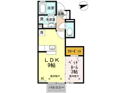 CENTER LINK(1LDK/1階)の間取り写真