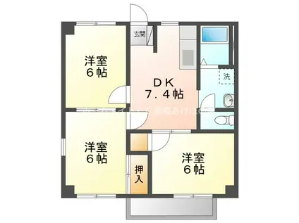 ユトリロ北山2(3DK/2階)の間取り写真