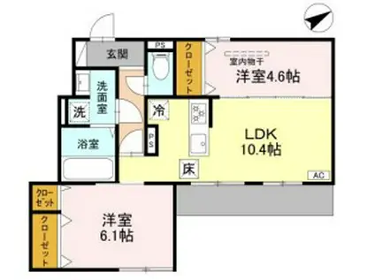 ソリッソ大久保町西嶋(2LDK/1階)の間取り写真