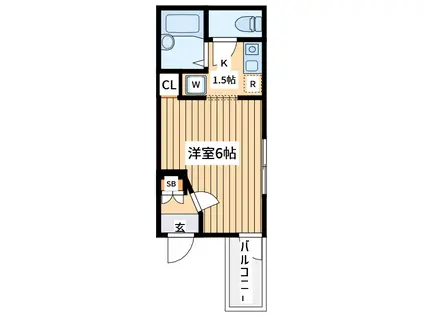 リプルサイド磯子(ワンルーム/2階)の間取り写真