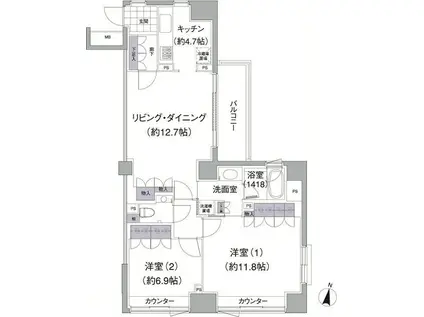 アビティ目黒(2LDK/4階)の間取り写真