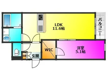 日の出パラシオ(1LDK/2階)の間取り写真