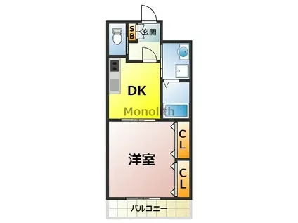 ブエナビスタ貝塚(1DK/3階)の間取り写真