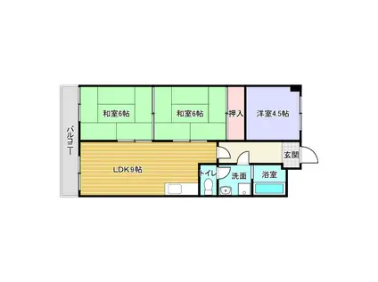 コーポオオミヤ(3LDK/2階)の間取り写真