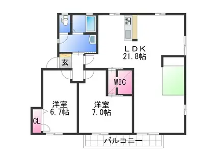 フレグランス松ヶ丘(2LDK/2階)の間取り写真