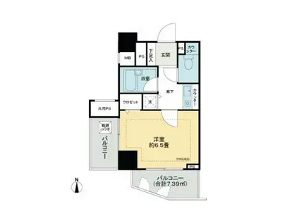 アルシオン芝浦(1K/2階)の間取り写真