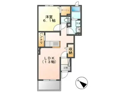 クレール東松阪(1LDK/1階)の間取り写真