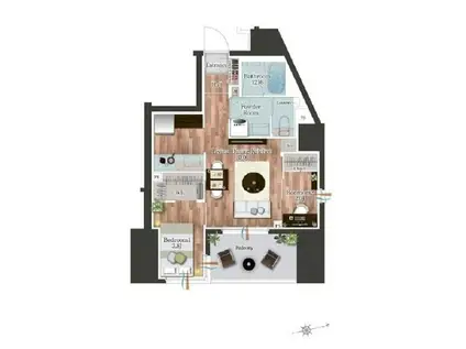 デュオフラッツ池尻大橋(2LDK/11階)の間取り写真