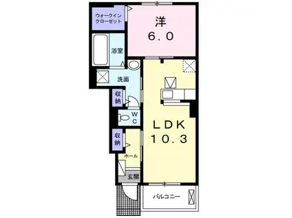 ラ・メールII(1LDK/1階)の間取り写真