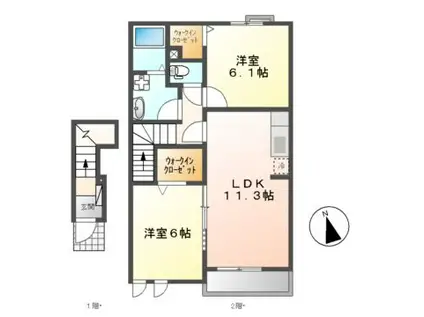 レクサス共栄F(2LDK/2階)の間取り写真