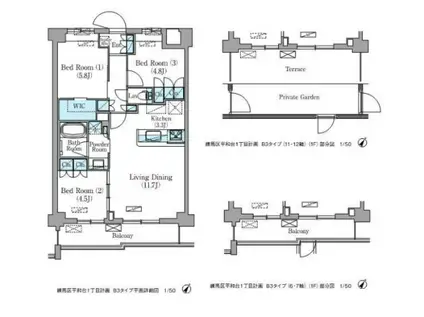 NIIYA平和台(3LDK/3階)の間取り写真