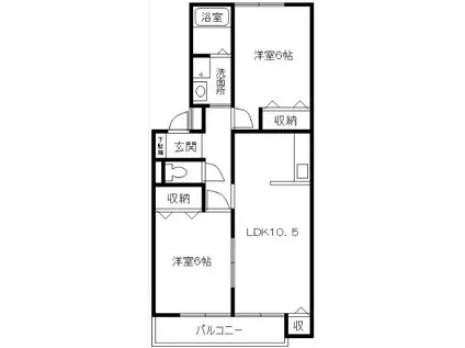 サニーコートII(2LDK/2階)の間取り写真