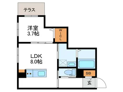 MAISON RIEL 東区役所前 メゾンリエル(1LDK/1階)の間取り写真