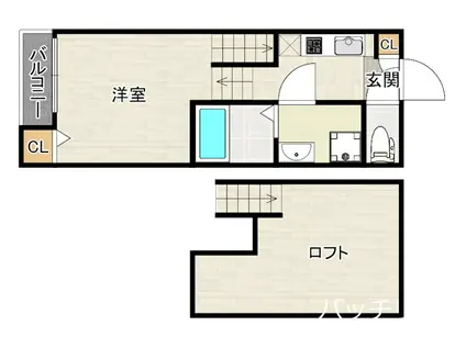 VOYAGE姪浜(1K/1階)の間取り写真