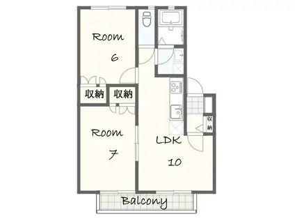 ハッピーメゾン仁吾(2LDK/2階)の間取り写真