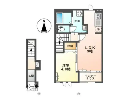 SWEETIE スウィーティー(1LDK/2階)の間取り写真