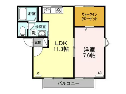 ハイツ宏陽(1LDK/2階)の間取り写真