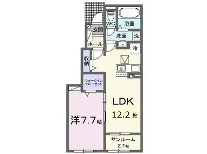 ウィンクルムA(1LDK/1階)の間取り写真