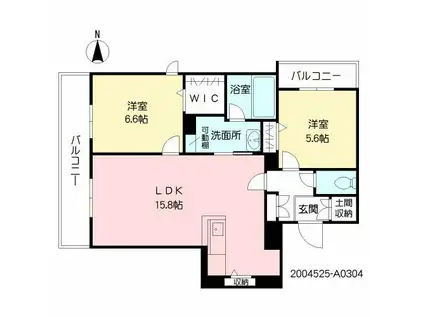  ベレオ本城東(2LDK/3階)の間取り写真