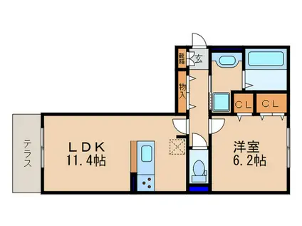 CASA ENTRE(1LDK/1階)の間取り写真