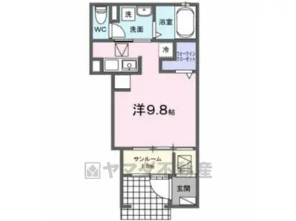 シャルム シエル(ワンルーム/1階)の間取り写真