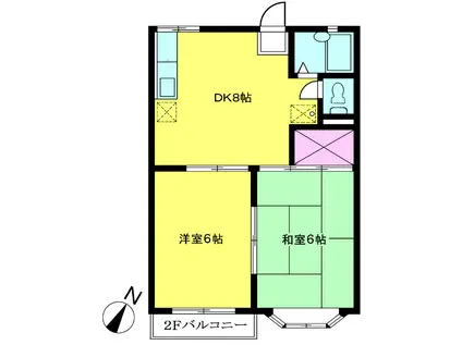 WHITE HOUSE(2DK/1階)の間取り写真