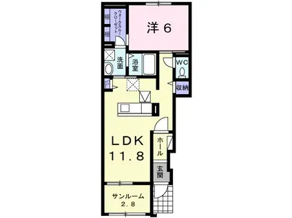 ウエストガーデンVI(1LDK/1階)の間取り写真