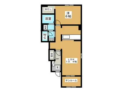 サウス・フェリス(1LDK/1階)の間取り写真