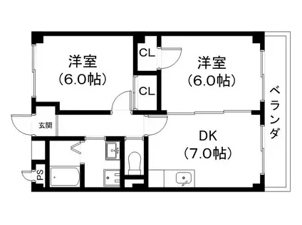 アースフィールドマンション(2DK/6階)の間取り写真