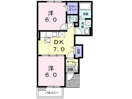サンクレスト(2DK/1階)の間取り写真