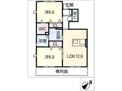 アトラスII(2LDK/1階)の間取り写真