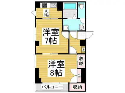 ベルメッソさんぽ館(2K/2階)の間取り写真