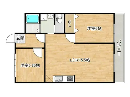 サンフラワー東雲(2LDK/5階)の間取り写真