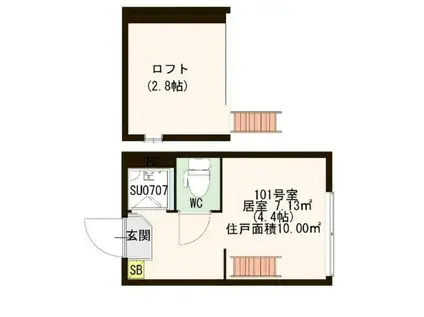 サンクチュアリ南長崎(ワンルーム/1階)の間取り写真