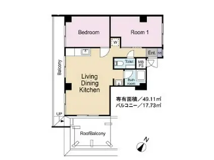 銀座永谷タウンプラザ(2LDK/10階)の間取り写真