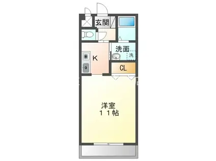 ティーワン緑町(1K/4階)の間取り写真