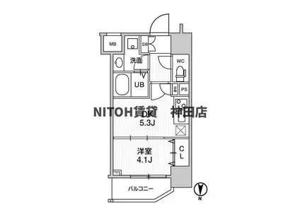 ジェノヴィア南千住スカイガーデン(1DK/10階)の間取り写真