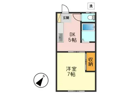 ジェムハウス(1DK/2階)の間取り写真